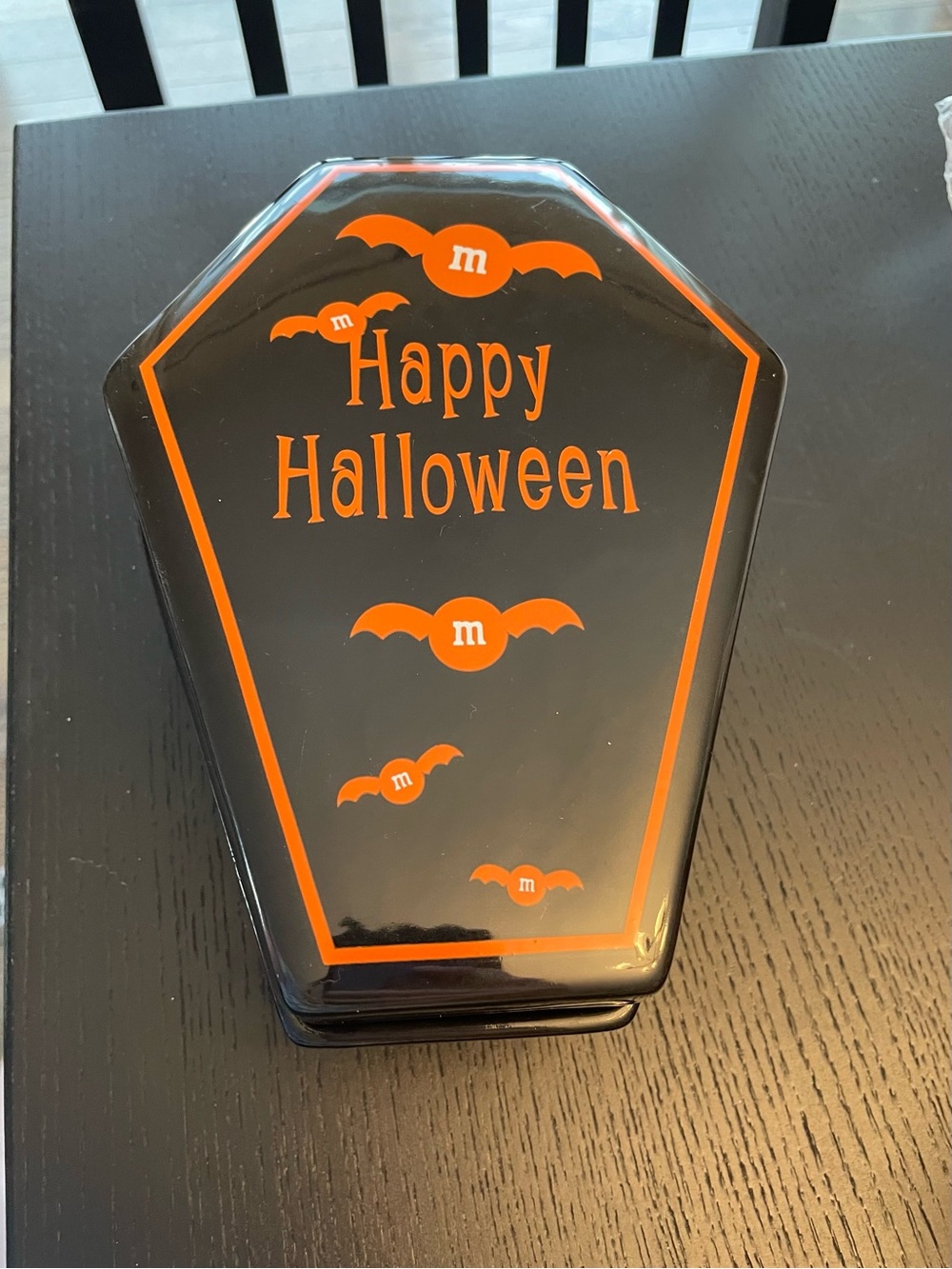 Rare 2008 M&M's Halloween Dracula/coffin ceramic candy dish